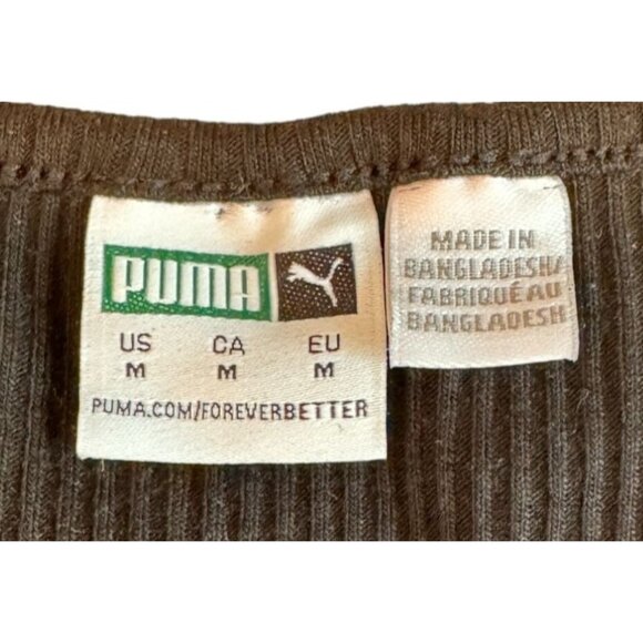 Puma Classic Fit Ribbed Crop Tee Black String Tie Bottom Hem Women's Medium - Picture 6 of 6